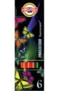 Обложка Карандаши цельнографитные в лаке Progresso 8741 флуоресцентные, 6 цветов