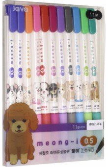 Набор ручек шариковых автоматических Naong Собаки, 0,5 мм., 10 + 1 цветов
