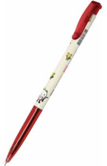 Ручка шариковая автоматическая Slim Ball Point Pen, 0,38 мм., красная JAVA