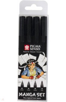 Набор капиллярных ручек Pigma Sensei Manga, 4 штуки, черный