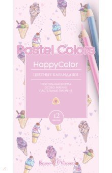 Карандаши цветные HappyColor, 12 пастельных цветов, в ассортименте