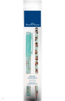 Ручка шариковая FreshWrite, синяя и карандаш чернографитный HappyGraphix. Шоколадный коктейль, НВ