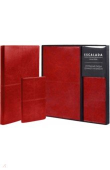 Подарочный набор. Записная книжка Сариф. Красный, А5+, 120 листов, клетка + обложка для паспорта Феникс+