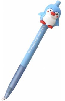 Ручка гелевая автоматическая Penguins, синяя, в ассортименте MAZARI