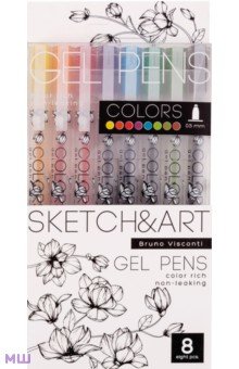 Ручки гелевые Sketch&Art UniWrite. Colors, 8 цветов