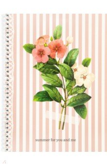 Тетрадь Flowers, розовый, A4, 80 листов, клетка SVETOCH