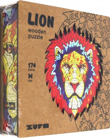 Пазл деревянный с двухслойной крышкой Лев, 174 детали