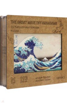 Деревянный пазл с двухслойной крышкой Большая волна в Канагаве, 193 детали