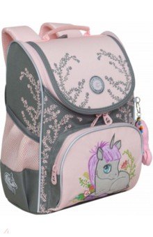 Рюкзак школьный с мешком, розовый-серый