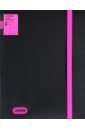 Обложка Папка с резинкой Monochrome, черная с розовым, А4
