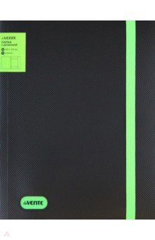 

Папка с резинкой Monochrome, черная с зеленым, А4
