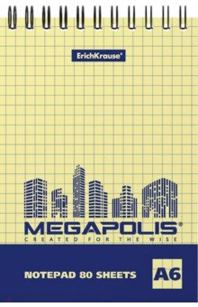 Блокнот Megapolis, А6, 80 листов, клетка