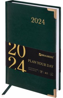 Ежедневник датированный на 2024 год Senator, зеленый, А5