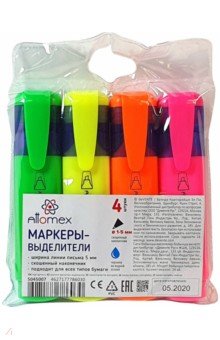 Набор маркеров-выделителей, 4 цвета