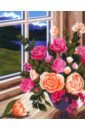 Обложка Картина по номерам на холсте Букет роз на окне