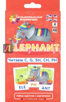 Татьяна Клементьева - Английский язык. Слон (Elephant). Читаем C, G, SH, CH, PH. Уровень 4. Набор карточек с картинками обложка книги Татьяна Клементьева - Английский язык. Слон (Elephant). Читаем C, G, SH, CH, PH. Уровень 4. Набор карточек с картинками обложка книги