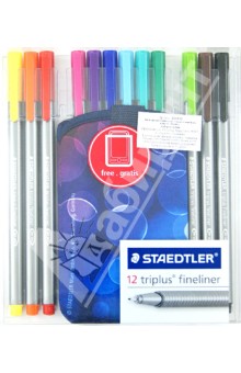 Капиллярная ручка "Тriplus" 12 цветов + чехол для смартфона (334SP12) Капиллярная ручка "Тriplus" 12 цветов + чехол для смартфона (334SP12)