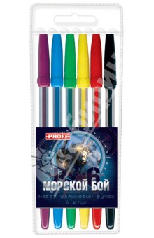 Набор шариковых ручек "Морской бой", 6 шт., 6 цветов (BS13-BP06) Набор шариковых ручек "Морской бой", 6 шт., 6 цветов (BS13-BP06)