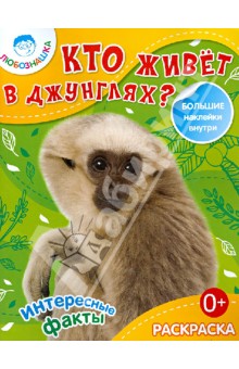 Кто живет в джунглях? Раскраска + большие наклейки внутри обложка книги Кто живет в джунглях? Раскраска + большие наклейки внутри обложка книги