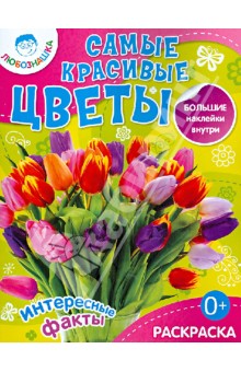 Самые красивые цветы. Раскраска + большие наклейки внутри обложка книги Самые красивые цветы. Раскраска + большие наклейки внутри обложка книги