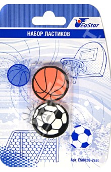 Набор ластиков "Мячи", 2 штуки (ES8026-2set) Набор ластиков "Мячи", 2 штуки (ES8026-2set)