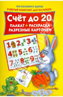 Счет до 20. Плакат, раскраска, разрезные карточки обложка книги Счет до 20. Плакат, раскраска, разрезные карточки обложка книги