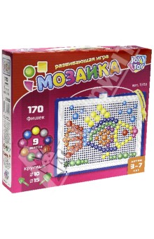 Мозаика круглая 10 и 15мм, 170 фишек, 9 цветов (Р40564) Мозаика круглая 10 и 15мм, 170 фишек, 9 цветов (Р40564)