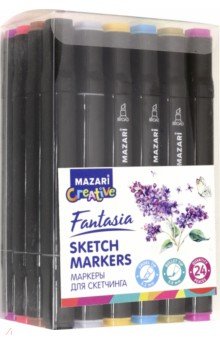 Маркеры для скетчинга двусторонние "Fantasia" (24 цвета, основные цвета) (M-5038) Маркеры для скетчинга двусторонние "Fantasia" (24 цвета, основные цвета) (M-5038)