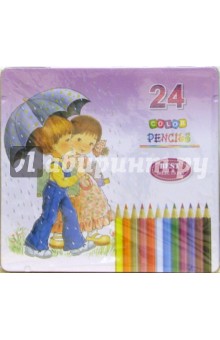 Карандаши 24 цветов 7303-24Т (металлический плоский пенал) Карандаши 24 цветов 7303-24Т (металлический плоский пенал)
