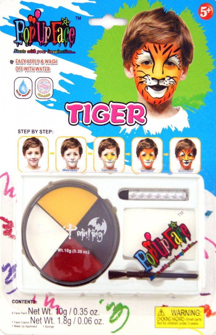 Иллюстрация 1 из 8 для Набор - краски для росписи лица "Тигр" (81064-5) | Лабиринт - игрушки. Источник: Лабиринт