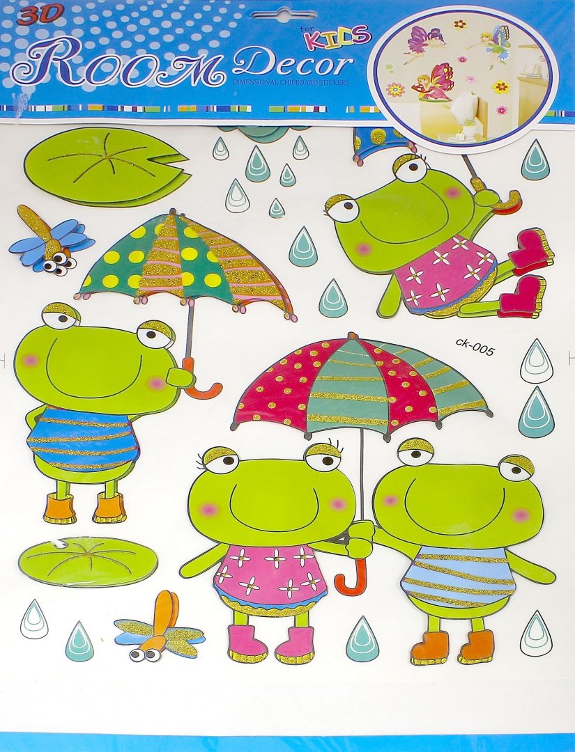Иллюстрация 1 из 12 для Наклейки на стену. Лягушата под дождем (СК-005) | Лабиринт - игрушки. Источник: Лабиринт